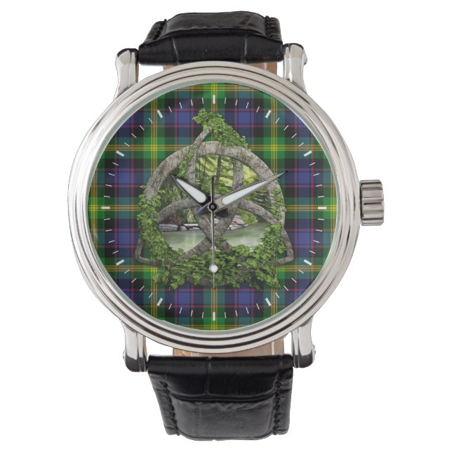 Reloj De Pulsera Clan Watson Tartan Celtic Trinity (Anverso)