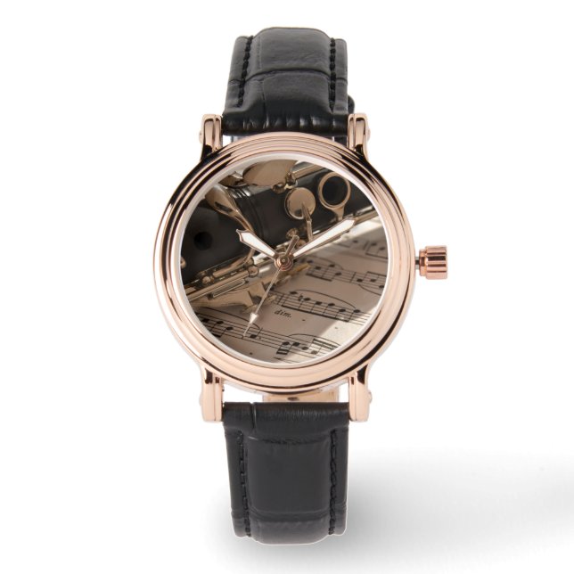 Reloj De Pulsera Clarinet con música de hojas (Anverso)
