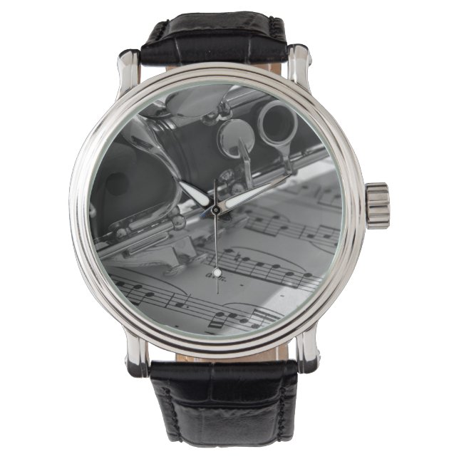 Reloj De Pulsera Clarinet con música de hojas (Anverso)