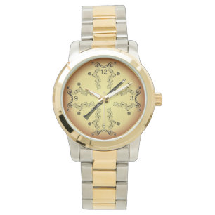 Reloj De Pulsera Clarinet ~ Musical Scroll ~ Golden Background ~
