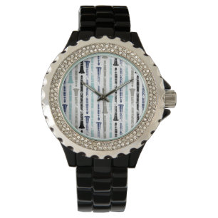 Reloj De Pulsera Clarinets Grunge - Azul y gris