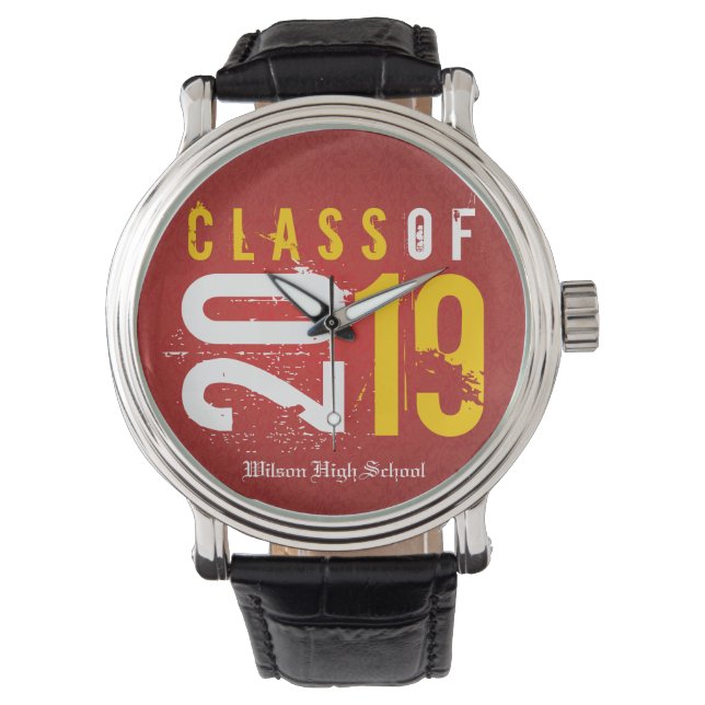 Reloj De Pulsera Clase artística roja y amarilla de graduación 2019 (Anverso)