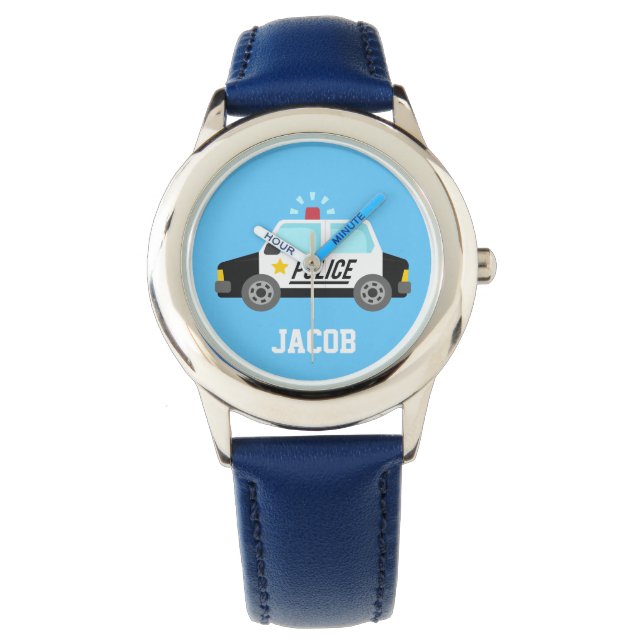 Reloj De Pulsera Clásico auto policial con sirena para niños (Anverso)