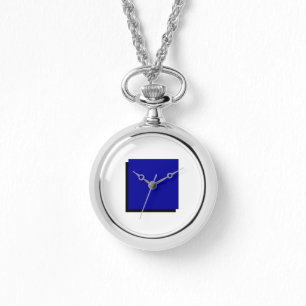 Reloj De Pulsera Clásico Bauhaus Art Blue Square Necklace Watch