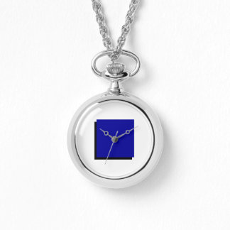 Reloj De Pulsera Clásico Bauhaus Art Blue Square Necklace Watch