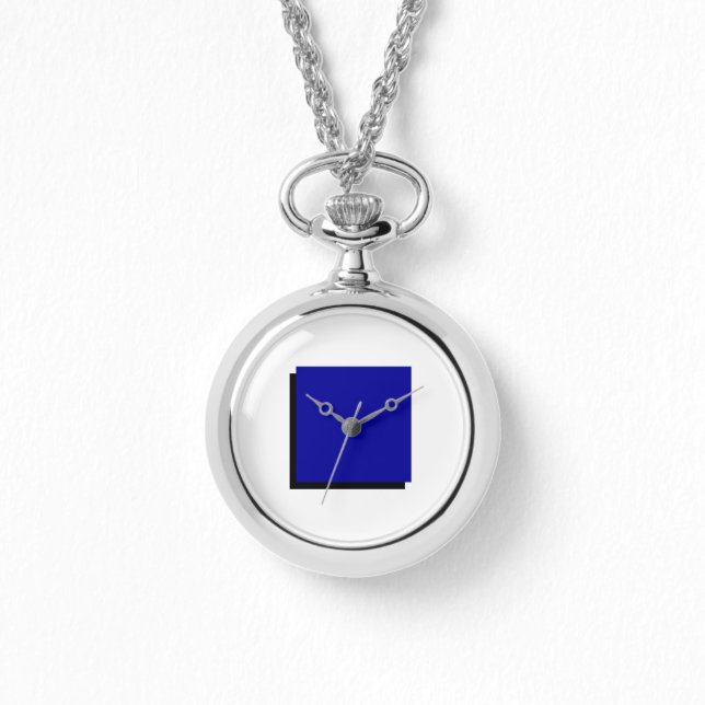 Reloj De Pulsera Clásico Bauhaus Art Blue Square Necklace Watch (Anverso)
