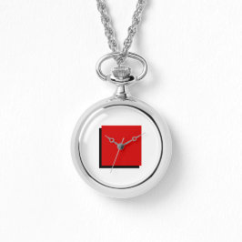 Reloj De Pulsera Clásico Bauhaus Art Red Square Necklace Watch