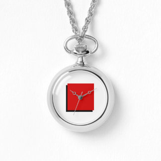 Reloj De Pulsera Clásico Bauhaus Art Red Square Necklace Watch