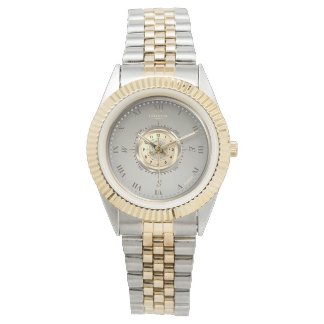 Reloj De Pulsera Clásico Bisel Acanalado Náutico de Dos Tonos Elega (Anverso)