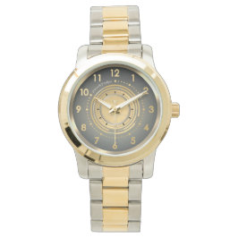 Reloj De Pulsera Clásico Gris, Dorado Negro y Plateado de Dos Tonos