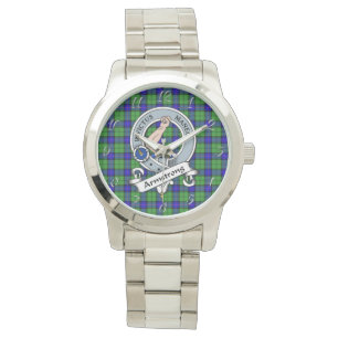 Reloj De Pulsera Clásico Intemporal Clan Armstrong Insignia Tartán