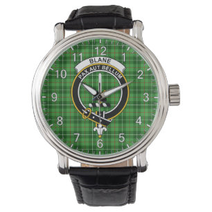 Reloj De Pulsera Clásico Intemporal Clan Blane Tartán Insignia Cuad