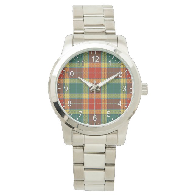 Reloj De Pulsera Clásico Intemporal Clan Buchanan Old Sett Tartán (Anverso)