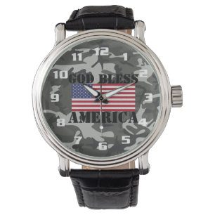 Reloj De Pulsera Clásico patriótico y poderoso Dios bendiga a Estad
