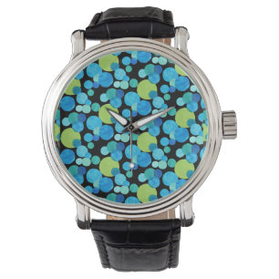 reloj de pulsera clásico: patrón de lunas azules