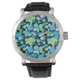 Reloj de pulsera clásico: Quirky Blue Moons Patter