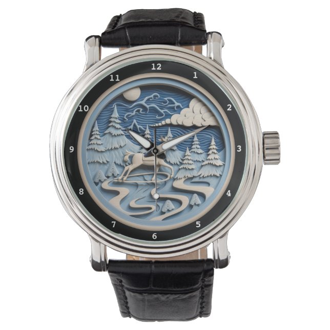 Reloj De Pulsera Clásico Santa Noche Estrellada  (Anverso)