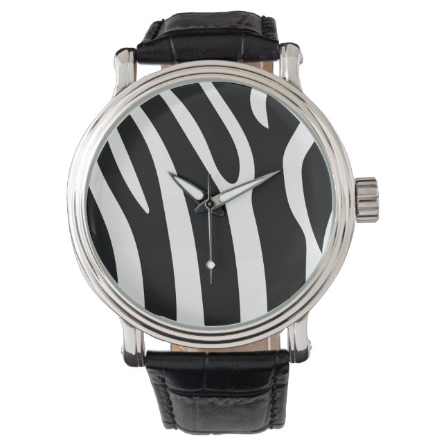 Reloj De Pulsera Classic Black and White Zebra Stripes Print (Anverso)