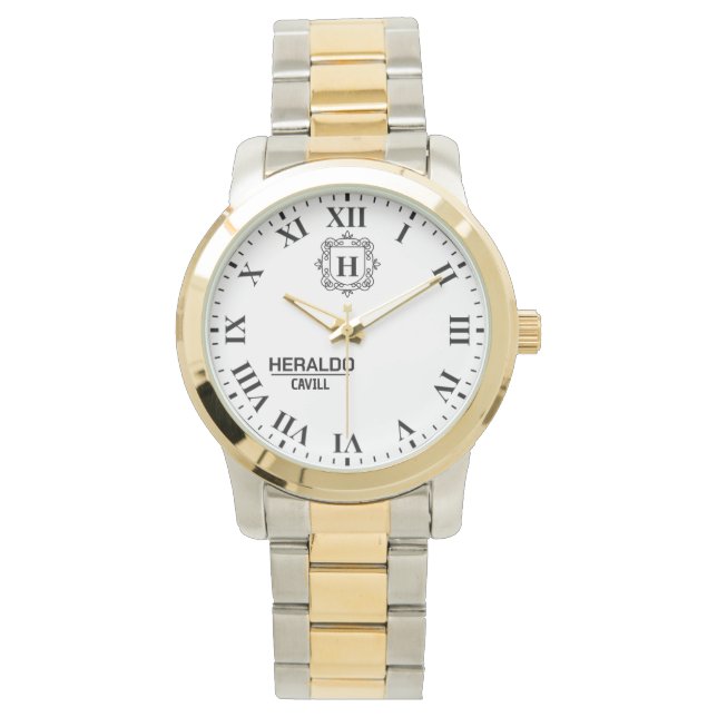 Reloj De Pulsera Classic Elegant Minimal Black and White Monogram  (Anverso)