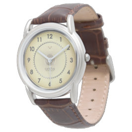 Reloj De Pulsera Classic Elegant Warm Gold Face Brown Leather Strap
