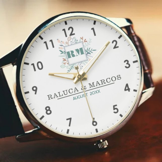 Reloj De Pulsera Classic Monogram Letters Couple’s Names (Subido por el creador)