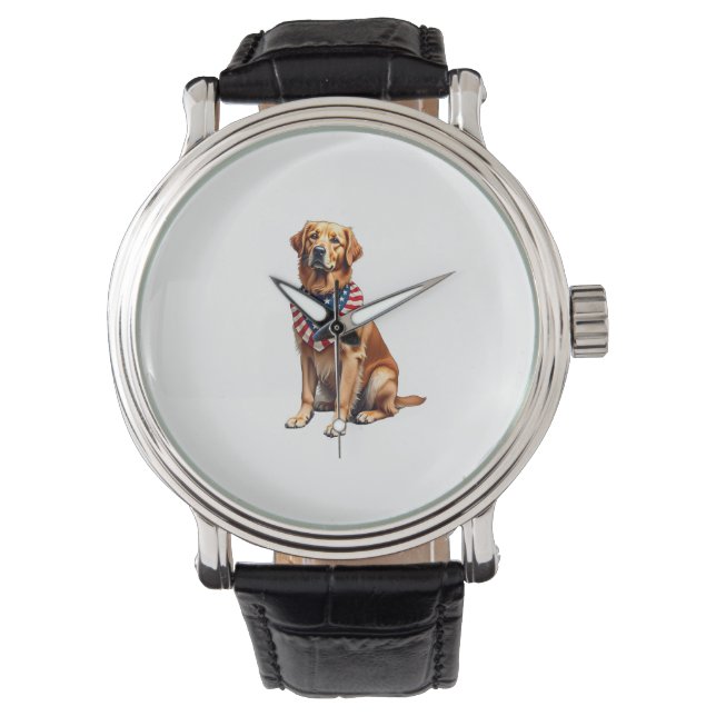 Reloj De Pulsera Classic Patriotic Golden Retriever Vintage Shirt 2 (Anverso)