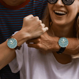 Reloj De Pulsera Classic style engraved couple green