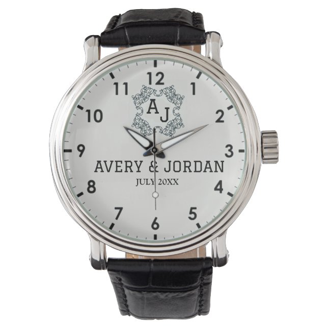Reloj De Pulsera Classic style monograms with names and initials  (Anverso)