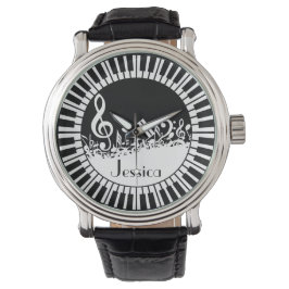 Reloj De Pulsera Claves circulares de piano y notas de música revol