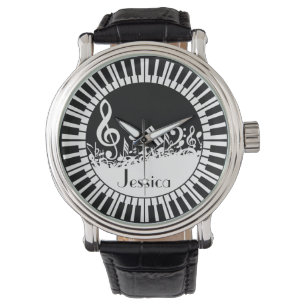 Reloj De Pulsera Claves circulares de piano y notas musicales jugos