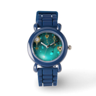 Reloj De Pulsera Claves de esqueleto antiguas sobre fondo verde