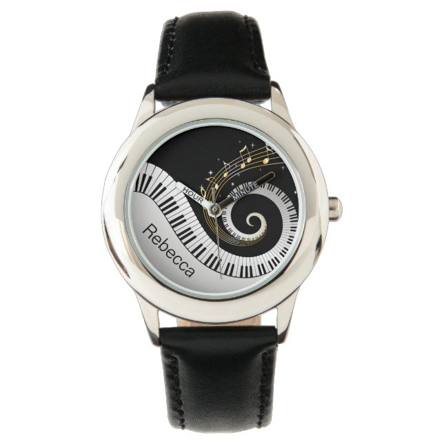 Reloj De Pulsera Claves de piano personalizadas y notas de música d (Anverso)