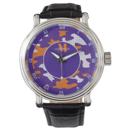 Reloj De Pulsera Clemson-Inspired Orange & Purple Tiger Camo