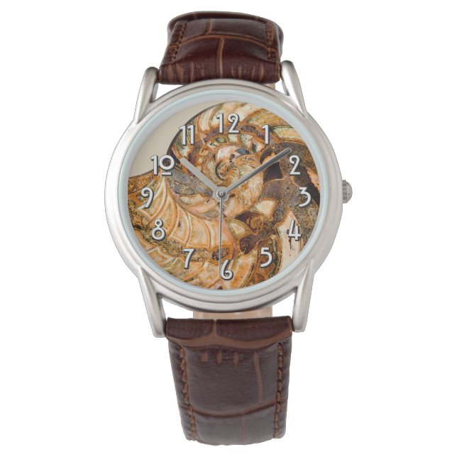 Reloj De Pulsera Cleoniceras Cleon Ammonite Fossil (Anverso)
