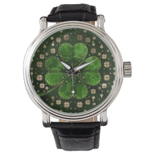 Reloj De Pulsera Clérigo irlandés Shamrock de cuatro hojas malach