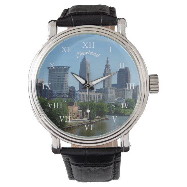 Reloj De Pulsera Cleveland, OH Classic River Skyline Watch (Anverso)