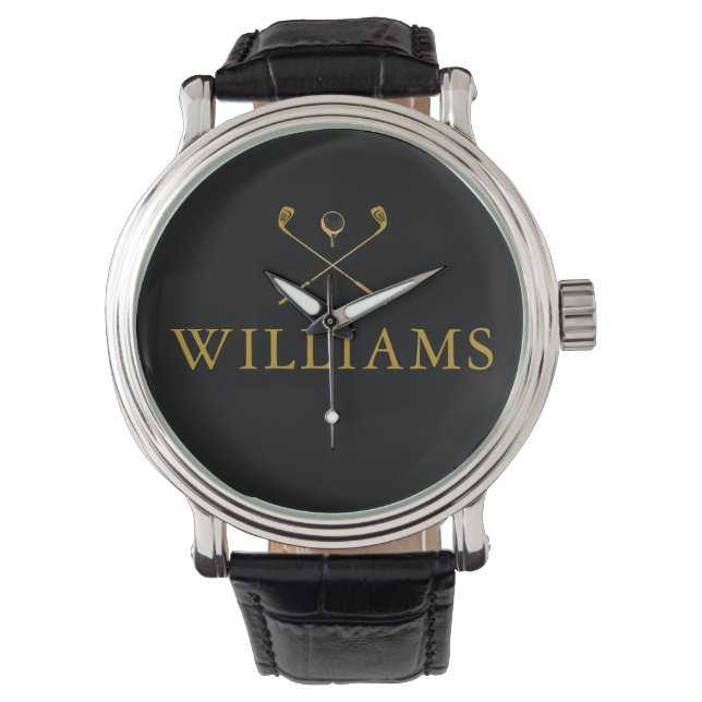 Reloj De Pulsera Club De Golf Black And Gold Personalizado (Anverso)