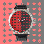 Reloj De Pulsera Clubes, espadas, corazones, diamantes - fresco<br><div class="desc">Diseño de Guay en negro y rojo para todos los fans de póquer y puente y para todos los que les gustan los símbolos de cartas de juego! ¡Gran idea de regalo para él!</div>