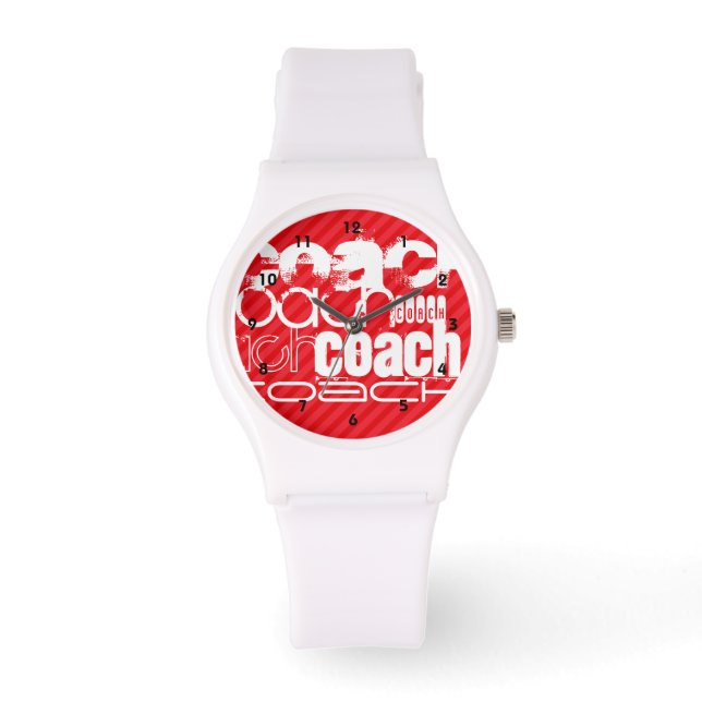 Reloj De Pulsera Coach; franjas rojas escarlatas (Anverso)