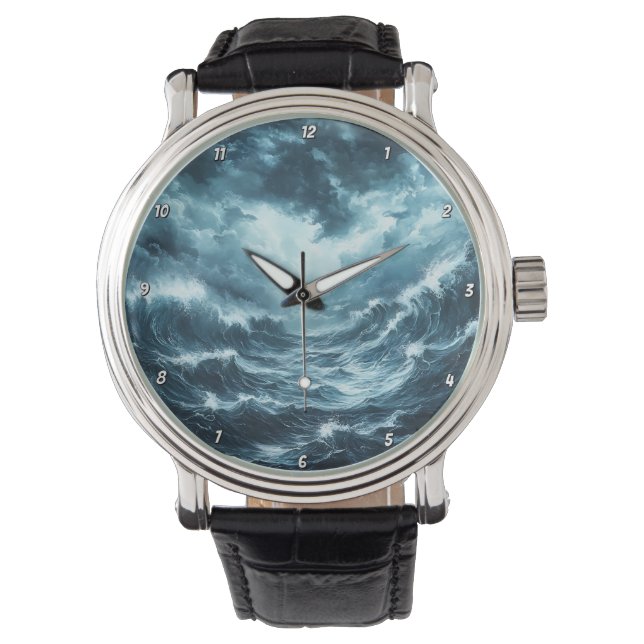 Reloj De Pulsera Coastal Drama" - Ocean Waves  (Anverso)