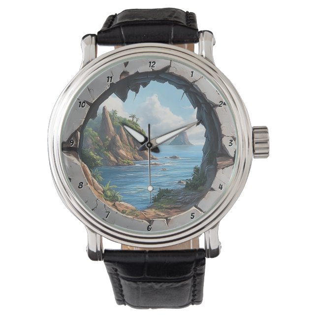 Reloj De Pulsera Coastal Escape" - Nautical Brocken Window (Anverso)