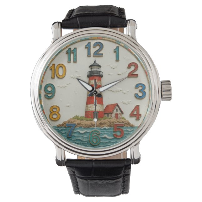 Reloj De Pulsera Coastal nautical seaside living Ocean lighthouse  (Anverso)