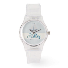 Reloj De Pulsera Coastal Scrapbook Sailboat