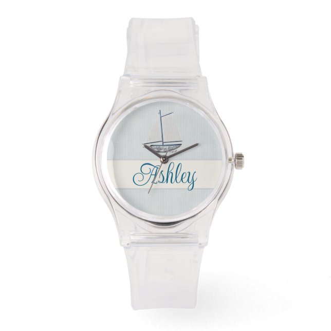 Reloj De Pulsera Coastal Scrapbook Sailboat (Anverso)