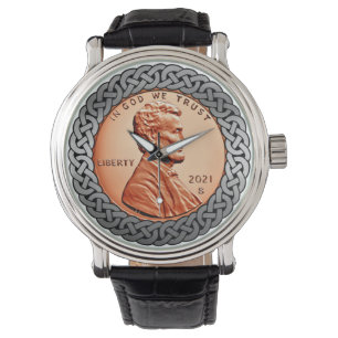 Reloj De Pulsera Cobre Abraham Lincoln penny cent 2021celtic Watch