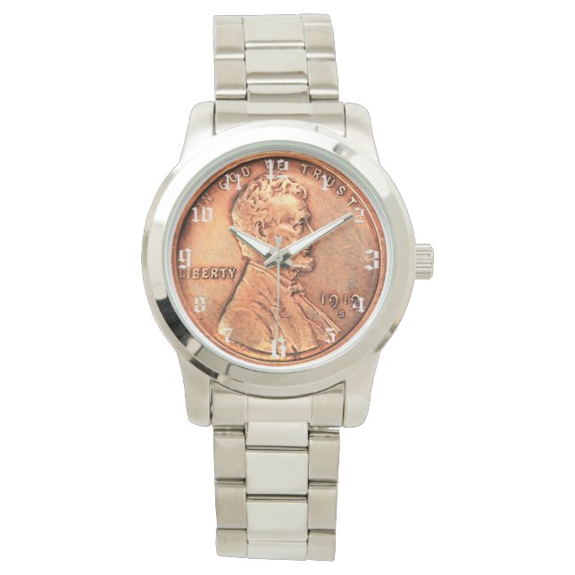 Reloj De Pulsera Cobre Abraham Lincoln penny, un céntimo - numerado (Anverso)