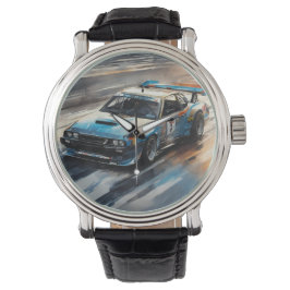 Reloj De Pulsera Coche de Carreras azul deportivo