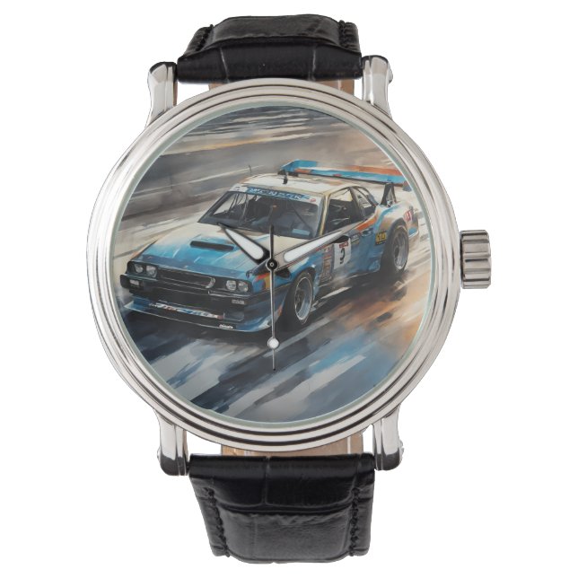 Reloj De Pulsera Coche de Carreras azul deportivo (Anverso)
