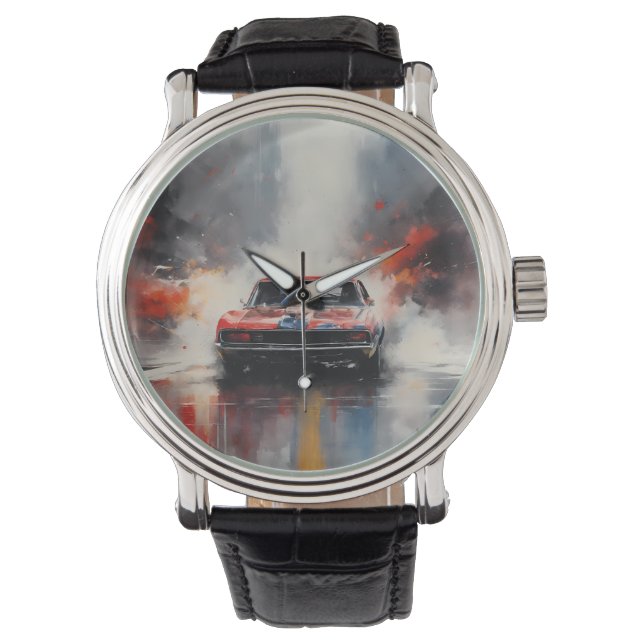 Reloj De Pulsera Coche de musculación roja en cabeza (Anverso)