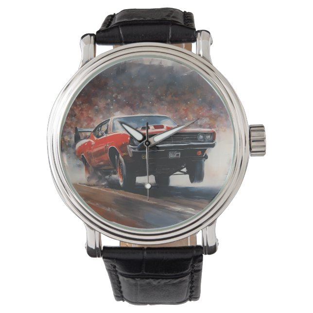 Reloj De Pulsera Coche de músculo rojo vintage (Anverso)